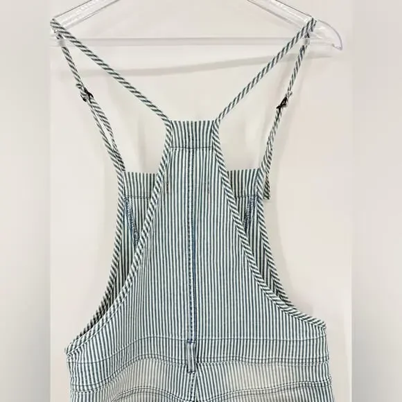 Anthropologie Pilcro Railroad Denim Stripes Overalls Romper Shortall Shorts 27 - Picture 7 of 12